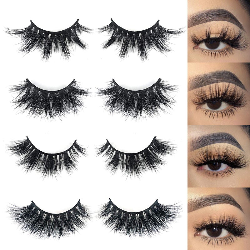 Mikiwi 3D Mink Lashes, 4 Styles Mink Eyelashes, Dramatic Eyelashes, Strip Lashes, 5D Mink Lashes, Pack-4 - Image 1